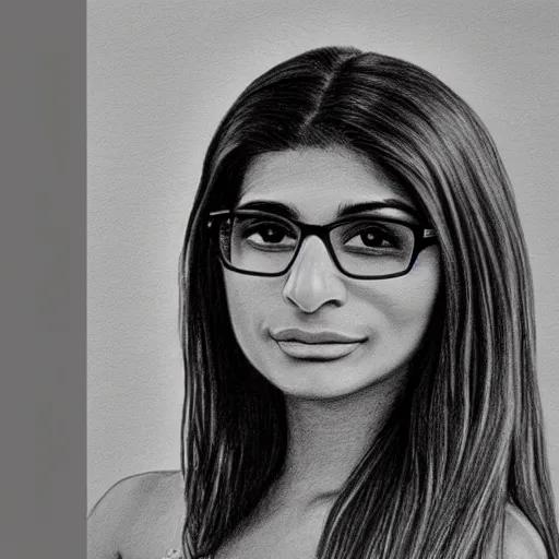 Prompt: sketch drawing of mia khalifa, pencil, highly detailed.