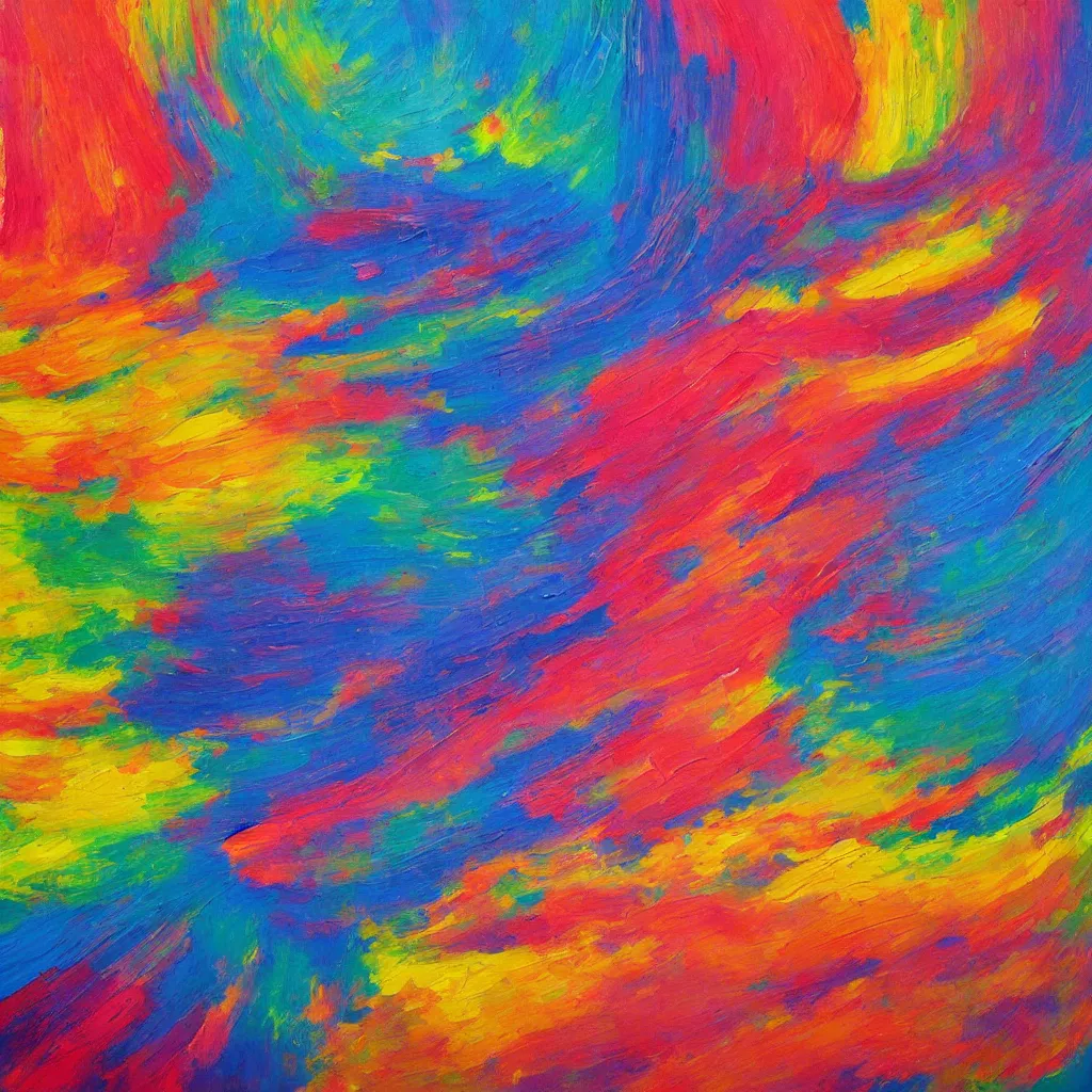 Image similar to oil painting, colourful popping stripes on canvas, artstation, design award