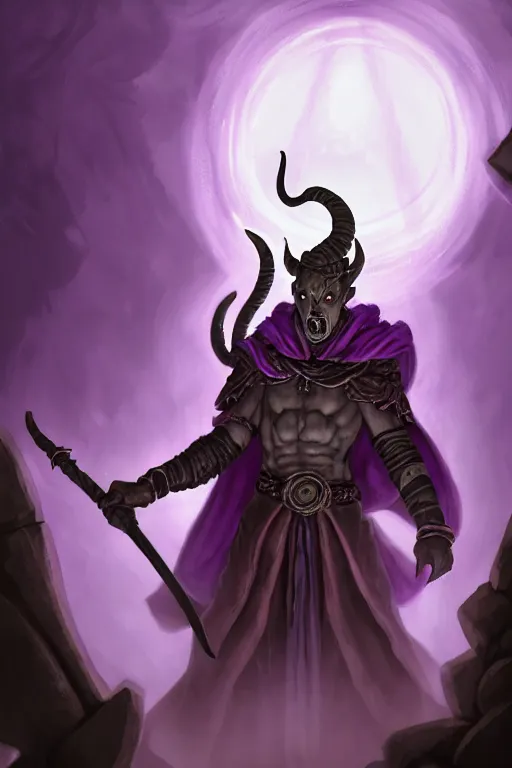Prompt: tiefling warlock with white horns on his head, purple skin, red glowing eyes, he is casting a destruction spell, an imp is sitting on his shoulder and the background is a friendly tavern. dungeons and dragons, highly detailed, digital painting, artstation, concept art, sharp focus, illustration, art by Leonardo da Vinci and Michelangelo and Botticelli