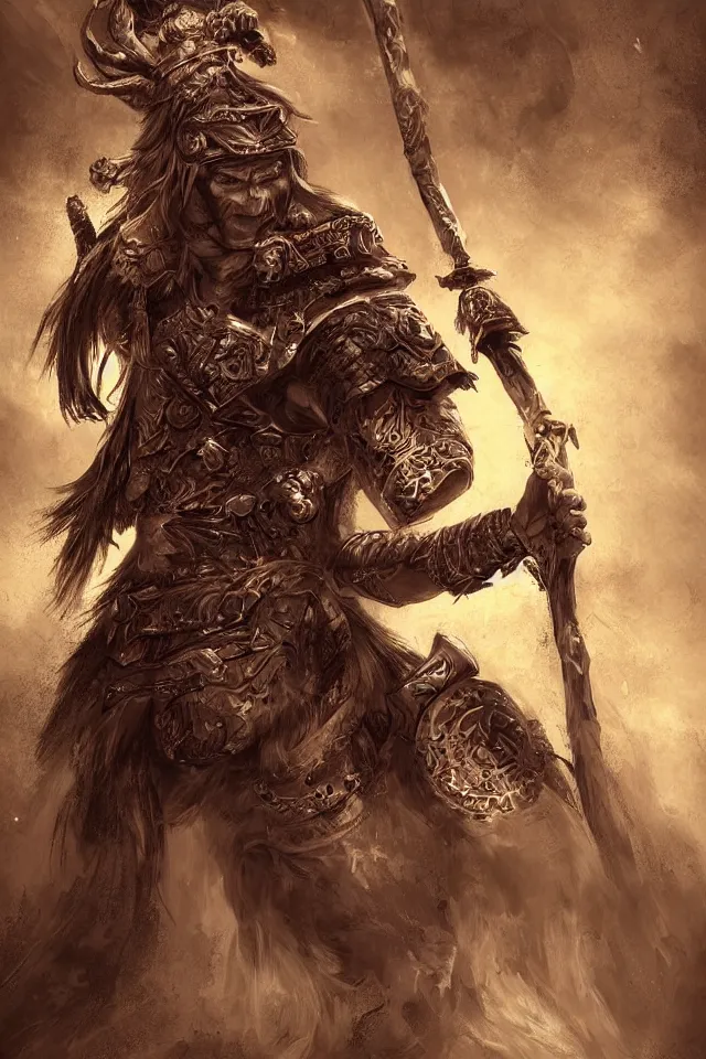 Image similar to epic ancient warrior by Boris Valejio, high detailed digital art