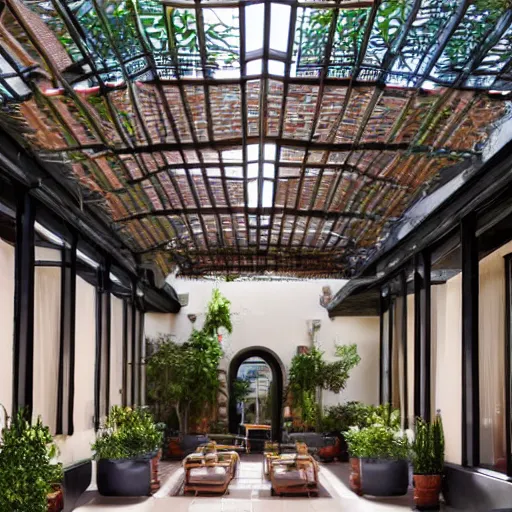 Image similar to hotel courtyard but it has a ceiling