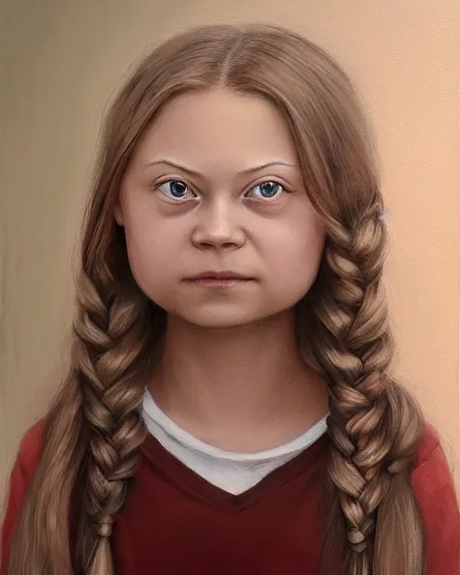 Prompt: portrait of greta thunberg painted by Nicoletta Ceccoli, detailed, award winning, digital painting, artstation, concept art, smooth, sharp focus, illustration,