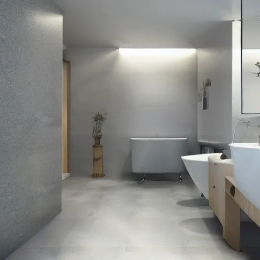 Prompt: an estate agent photo of a quirky bathroom, unreal engine, vortex in wall