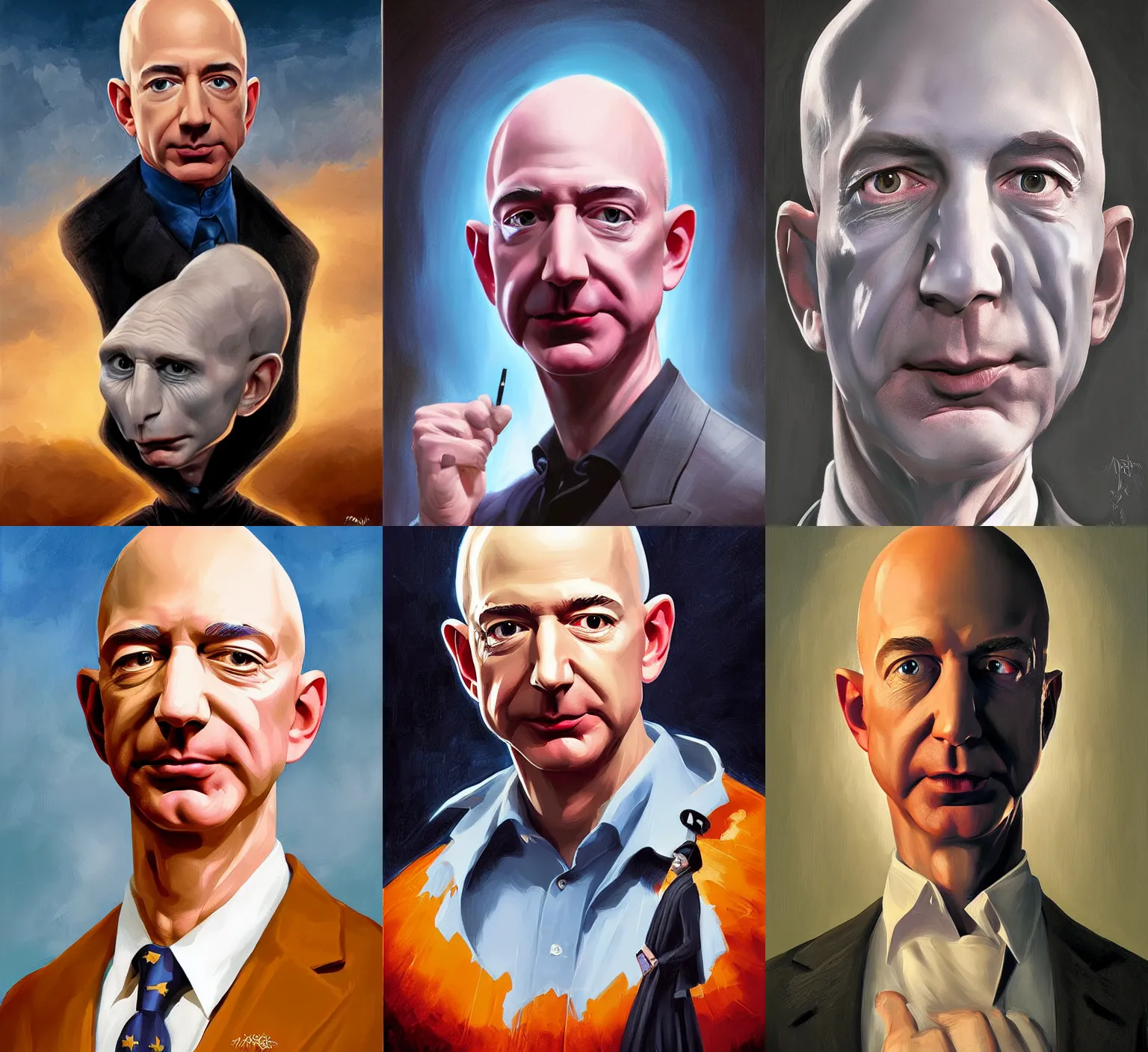 Prompt: portrait of jeff bezos as voldemort by rhads