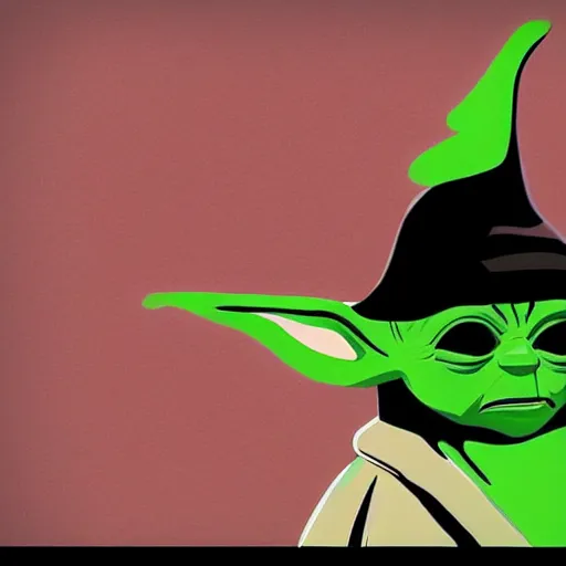 Prompt: yoda illustration by genndy tartakovsky, backlight, 2d, cartoon network