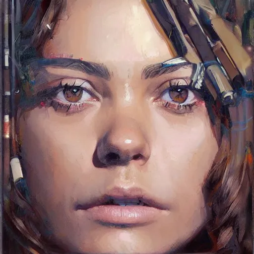 Image similar to mila kunis by Sandra Chevrier by Richard Schmid by Jeremy Lipking by moebius by atey ghailan