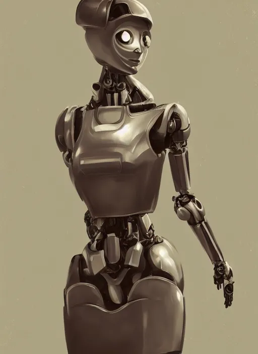 Image similar to a robot wearing a maid dress, female body, full body shot, highly detailed, digital painting, artstation, concept art, smooth, sharp focus, illustration