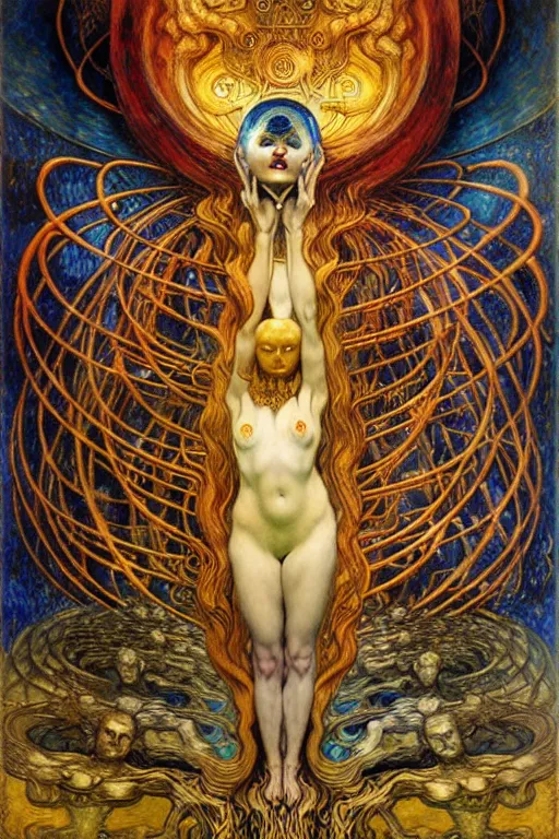 Image similar to Divine Chaos Engine by Karol Bak, Jean Delville, William Blake, Gustav Klimt, and Vincent Van Gogh, symbolist, visionary