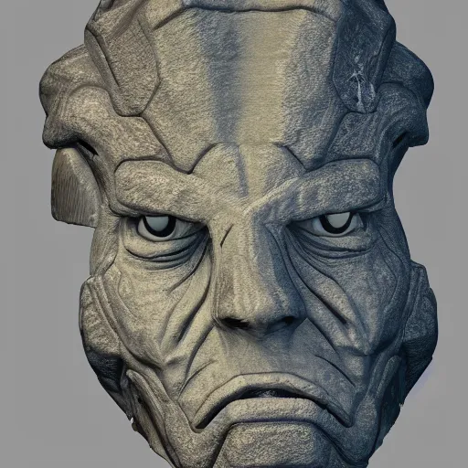 Image similar to highly detailed professional landscape painting of ancient monumental alien bust carved into the mountains trending on artstation, ultra detail, atmospheric lighting, sci - fi, futuristic, cyberpunk