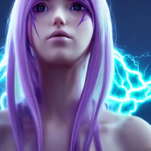 Prompt: render as a very beautiful 3d anime girl, long braided white purple hair, hazel eyes, full round face, short smile, cinematic lightning, medium shot, mid-shot, highly detailed, trending on Artstation, Unreal Engine 4k, cinematic wallpaper