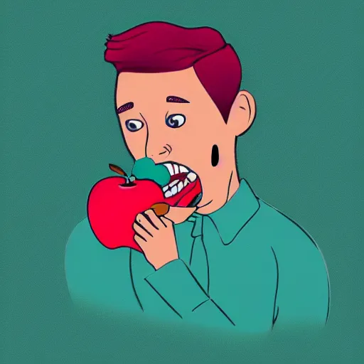 Image similar to apple eating a man, teal, 2 0 2 3 senior graduation shirt, clean graphic design, solid black background
