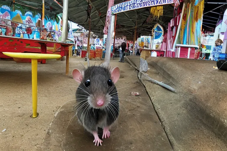 Prompt: oh what a ratly feast, said templeton the rat as he walked down the deserted fair midway