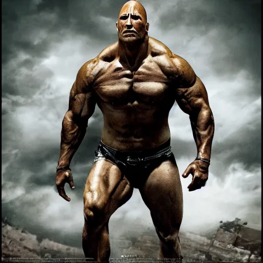 Prompt: Dwayne Johnson as a Titan from Attack of Titan