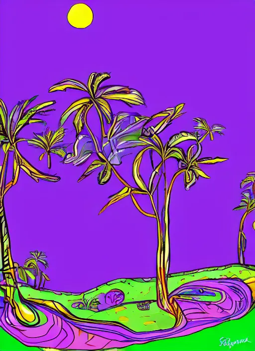 Image similar to purple island made from paint cartoon app background artwork, digital art, award winning