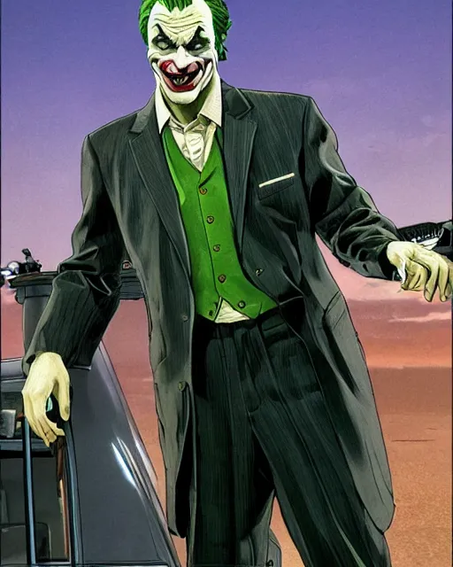 Image similar to portrait of saul goodman as the joker, gta loading screen, art by makoto shinkai and peter elson, bernie wrightson