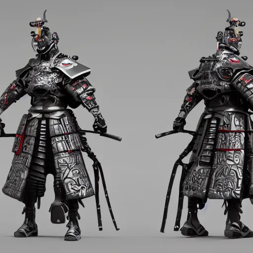 Prompt: photorealistic art of a cybernetic samurai, 8k octane render, intricate detailing,
