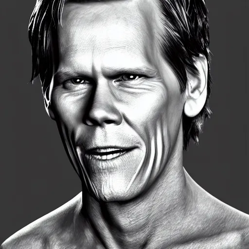 Image similar to ultra detailed kevin bacon shaped exactly like a bacon rendered by octane digital painting inspired by arcimboldo