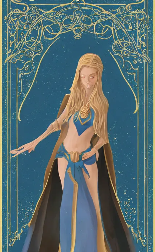 Image similar to elf female sorcerer doing water magic spells, blue robes, exquisite details, full body character design on a white background, by studio muti