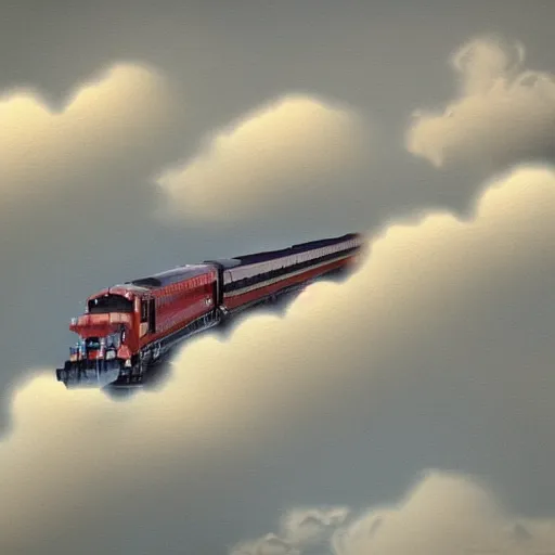 Image similar to train vagon flying through the clouds
