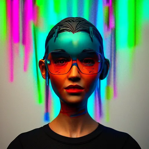 Image similar to cartoon portrait made out of rain, neon colors, rendered in octane, unreal engine, highly detailed, beautiful