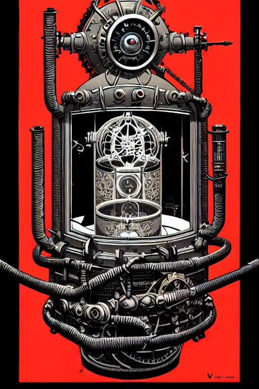 Prompt: steampunk cryo chamber containing an cyclops, high details, intricately detailed, by vincent di fate, inking, 3 color screen print, masterpiece, trending on artstation,, sharp, details, hyper - detailed, hd, 4 k, 8 k