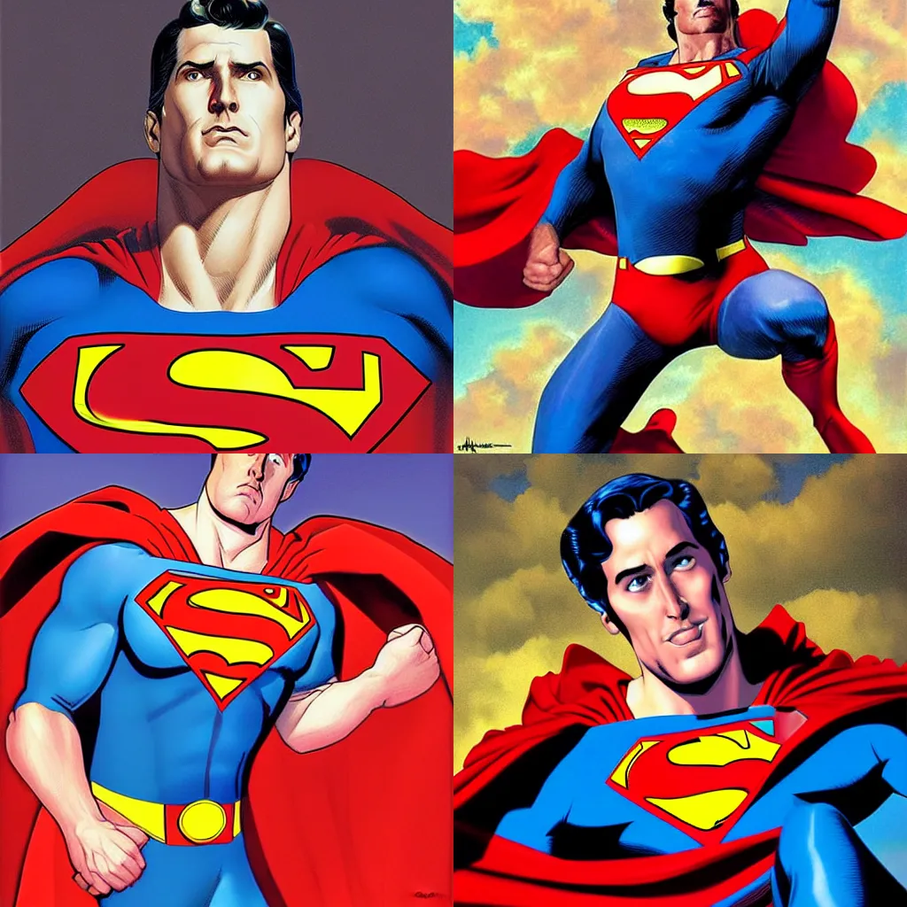 Prompt: Just Hartley as Superman, photorealistic digital painting, digital art by brian bolland by alex ross