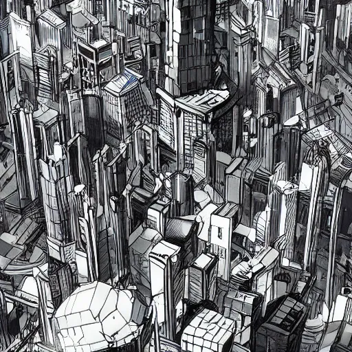 Image similar to A city in the style of a gigastructure from the manga Blame