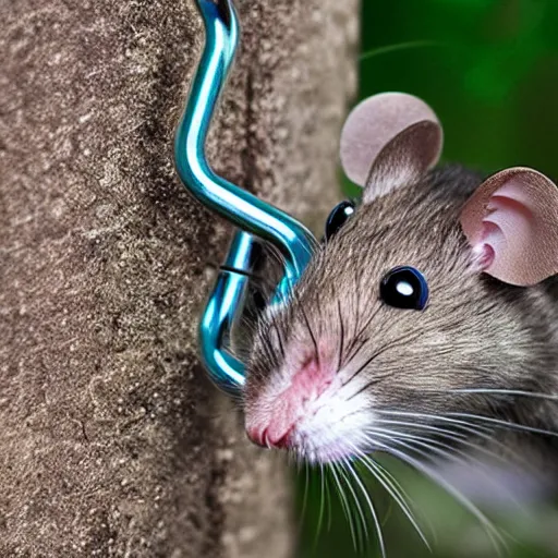 Prompt: mouse climbing with carabiner