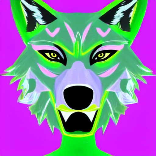 Image similar to Beautiful digital painting of an anthro anthropomorphic pastel-green wolf, Punk outfit.