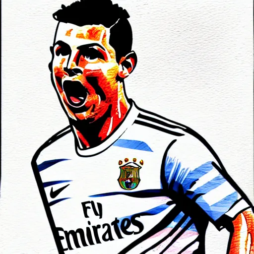 Image similar to Ronaldo choking Messi, illustration, sketch