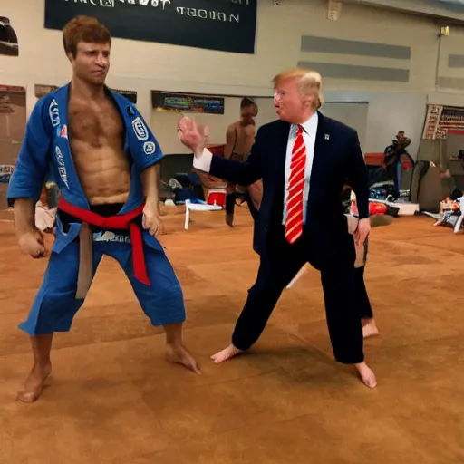 Image similar to donald trump as a jiujitsu fighter wearing a gi