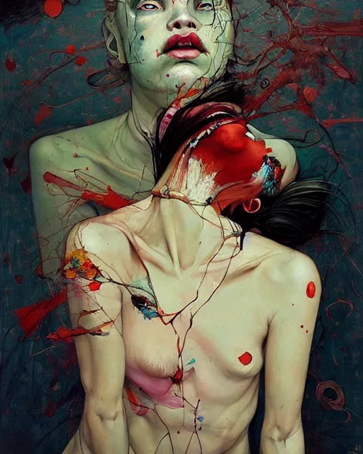 Image similar to there is ugliness in beauty, but there is also beauty in ugliness. in the style of adrian ghenie, esao andrews, jenny saville, edward hopper, surrealism, dark art by james jean, takato yamamoto