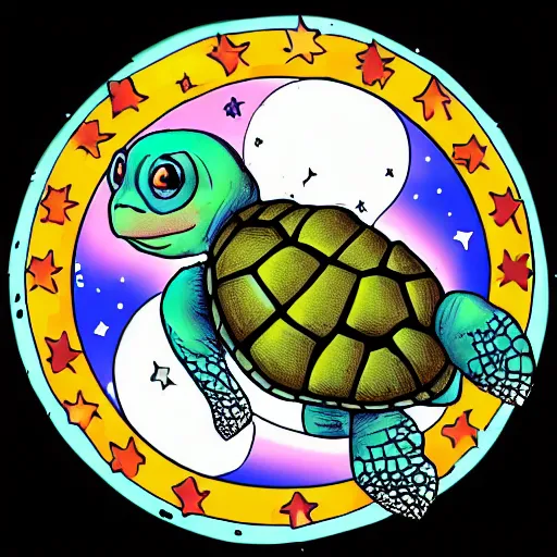 Prompt: a turtle as an astronaut on a space cowboy planet