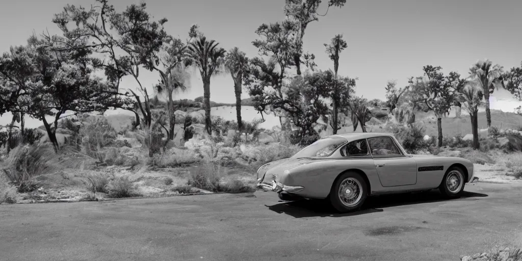 Image similar to photograph, 1958 FERRARI 250 GT, by Peter Singhof, press release, cinematic, Pacific Coast Highway, 8k, depth of field, bokeh.