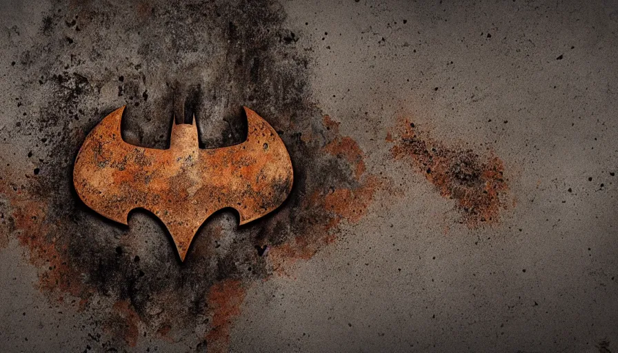 Prompt: Dusty rust Batman logo, hyperdetailed, artstation, cgsociety, 8k