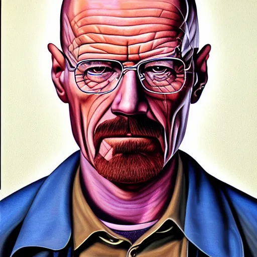 Prompt: portrait of walter white painted by alex grey