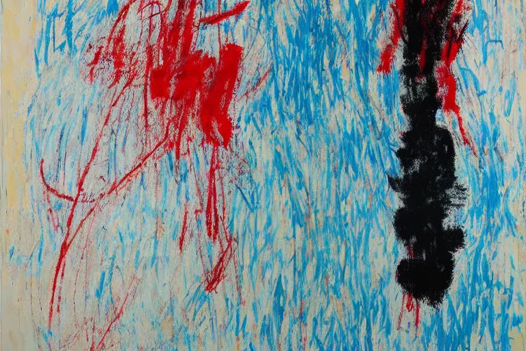 Prompt: large scale painting by cy twombly and joe tilson, minimal brush strokes, high resolution art scan, well lit