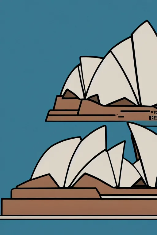 Image similar to sydney opera, illustration, in the style of katinka reinke