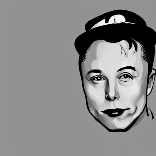 Image similar to a glamorous black and white portrait of elon musk with a hat, in the style of george hurrell