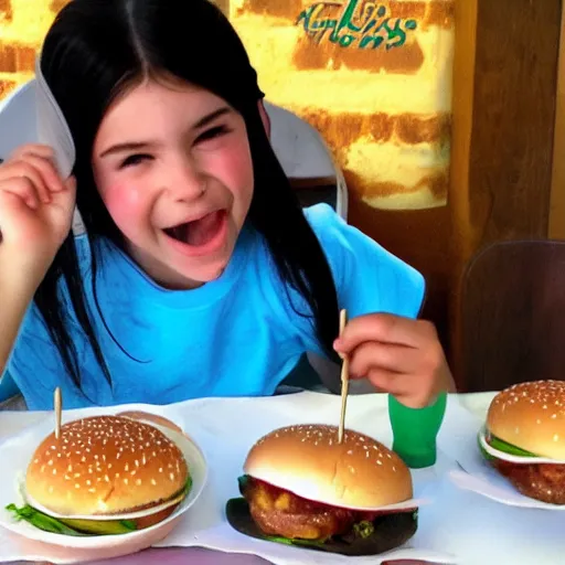 Image similar to burger bring eaten by a girl