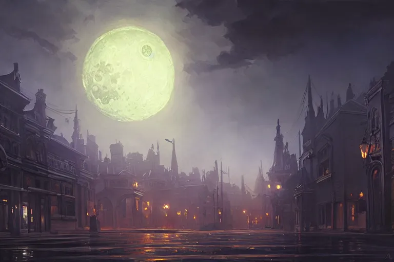 Prompt: an victorian city, scene in the night with a tentacle horror in the sky. full moon, 1 8 9 0, key visual, conceptart, ambient lighting, highly detailed, digital painting, artstation, concept art, sharp focus, by makoto shinkai and akihiko yoshida and greg manchess