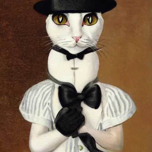 Prompt: a posh cat with a monocle and a top hat surrounded by seductive undressed women