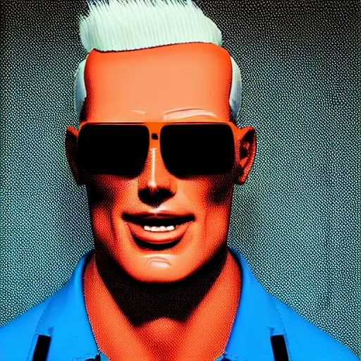 Image similar to max headroom, cartoon portrait made out of rain, realistic, highly detailed, neon, rendered in octane, unreal engine, rain, beautiful, trending on artstation, emotional