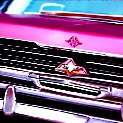 Prompt: a closeup photorealistic photograph of elvis driving a vintage chevy impala pink interior shot. film still. 4 k hd image, trending on artstation, featured on behance, well rendered, extra crisp, features intricate detail, epic composition and the style of unreal engine.