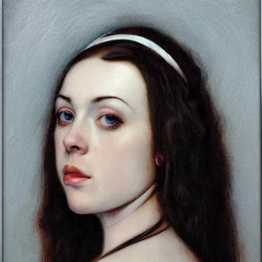 Prompt: portrait, megan massacre, by gustave courbet, sharp focus, hyper realistic, intricate,