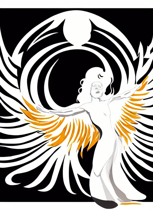 Prompt: white phoenix on salt mountain simple background simplified design geometric graphic design Richard Amsel style