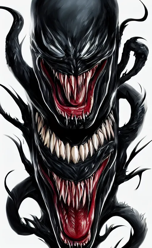 Prompt: venom combined with batman, venomized, creepy art, hyperrealistic art, digital art, cinematographic, concept art, artstation, 8 k