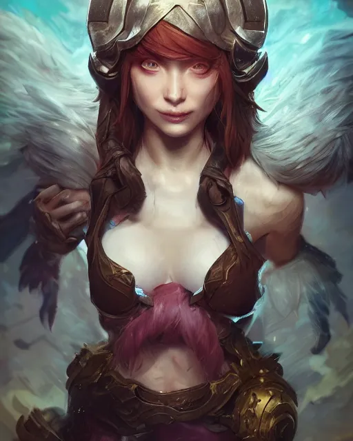 Image similar to league of legends portrait, au naturel, hyper detailed, digital art, trending in artstation, cinematic lighting, studio quality, smooth render, unreal engine 5 rendered, octane rendered, art style by klimt and nixeu and ian sprigger and wlop and krenz cushart.