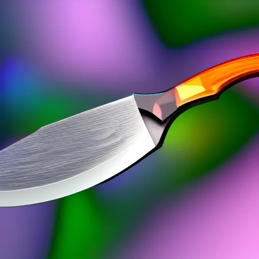 Prompt: fade crystal knife, macro shot, 3D rendering, colorful, in the forest, 8k, hyperdetalied, hyper realistic, artstation,