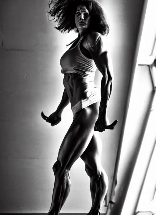 Image similar to a photo of she hulk by lara jade, crossfit, dramatic pose, dramatic lighting, 7 5 mm lens, sharp focus.